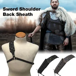 Back Support Medieval Retro Sword Axel Sheath Frog Holder For Adult Men Warrior Costume Rapier Leather Buckle Holster1225C