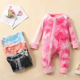 2020 New Spring Autumn Kids Clothes Baby Tie Dye Romper Long Sleeve Infants Gradient Color Zipper Jumpsuits Boys Girls Casual Clothing M2776