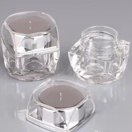 Octagonal Silver gold Acrylic Empty Plastic Cosmetic Cream Small Jars 5g 10g for Sample Packaging Containers