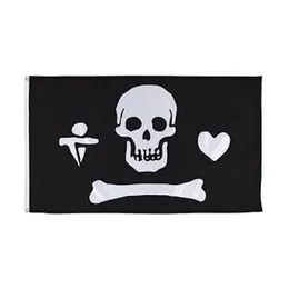 3X5 Bones Pirate Black Skull Crossbones Flag , Custom Printed Hanging National , 100% Polyester Fabric, Free Shipping