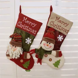 Forniture natalizie all'ingrosso Borsa regalo di Babbo Natale Decorazione natalizia Sacchetti regalo con ciondolo Calzini appesi calze natalizie di grandi dimensioni
