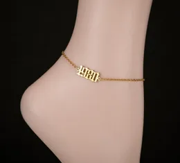 Ny personlig Rostfritt stål Ankle Armband 1980 till 2000 Special Birth Year Custom Number Anklet Charm Bracelet Bästa vängåvor