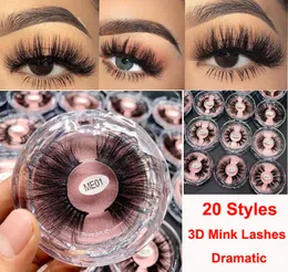 25mm kirpikleri 3D Vizon Yanlış Eyelashes Dramatik Uzun Kalın Çapraz Kirpikler% 100 Gerçek Mink Kirpik El yapımı 20 Stiller Göz Makyajı Maquiagem DHL