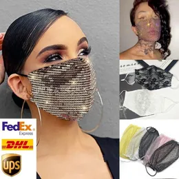 US Stock Designer Mask Facial Protective Covers for Adult Fashion Blingbling Sequin/Lace/ Crystal Face Mask Fancy Dress Party Mask