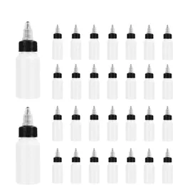 Empty Dispensing Bottles with Black Twist Top Cap,Small Round LDPE Plastic Squeeze Bottle(1oz/30ml)