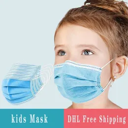 Engångs ansiktsmask för barn 3 lager Engångs ansiktsmask 50 st / väska Anti-dammskyddsmask I lager