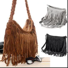 2019 Hot Fashion Womens Axelväska Bohemian Fringe Woven Stor Kapacitet Messenger Bag Handväska Drop Shipping