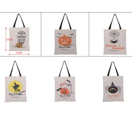 6 stilar Stor Halloween Tote Bag Canvas Trick Or Treat Väskor Creative Halloween Spider Candy Presentväska för barn LX3129