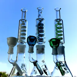 High Quality Glass Water Bongs 14mm Joint 1Inch Condenser Coil Oil Rigs Freezable Diffused Downstem Beaker Wax Dab Pen Build A Bong