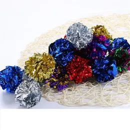 12st multicolor mylar crinkle boll husdjur katt leksaker ring papper hund leksak interaktiv ljud ring papper kattunge spelar bollar för