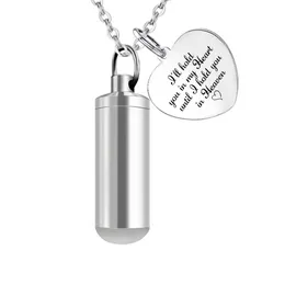 Rostfritt stål Aska Cylinder Cremation Smycken för Ahehe Pet / Human Memorial Pendant Halsband - Jag håller dig i mitt hjärta