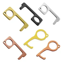 100pcs Door Opener No-Touch Door Opener Press Elevator Button Tool Non-Contact Handheld Brass Keychain Gift Pusher Easy to Carry