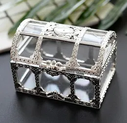 Silver Treasure Bröst Candy Box Bröllop Favor Mini Presentkartong Matkvalitet Plast Transparent Smycken Stoage Fodral Gratis Frakt