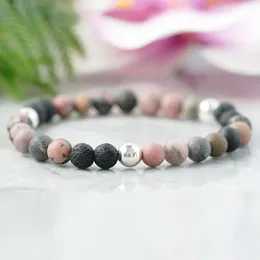 MG0959 6 mm rosa Rhodochrosit Diffusor Armband ätherisches Öl Aromatherapie Schmuck Herz Chakra Lava Rock Armband