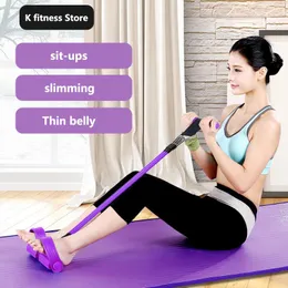 4 Röhren Sit-up-Pedal-Übungsgerät Fuß-Bodybuilding-Expander Elastisches Zugseil Widerstandstrainingsband für Yoga Home Gym Fitness