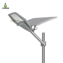 Sistema di illuminazione stradale solare Lampade da parete a LED da 100 W 200 W 300 W 400 W Lampada da illuminazione per esterni durevole impermeabile in alluminio con telecomando e palo
