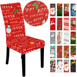 Kerst Stretch Chair Cover Merry Xmas Spandex Stoel Cover Kerst Nieuwjaar Elastische Stoel Covers Hotel Restaurant Decoration