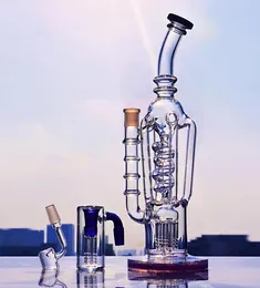 Real Photo Vidro Taças de Bongs Fab Egg cachimbo Dab Rigs água Vidro Pipes 2 Função disjuntor Base de Shisha com 14 milímetros joint 12,6 polegadas