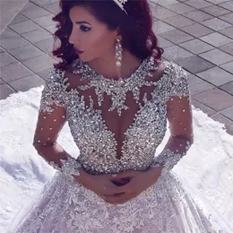 Vestido De Noiva Lüks Gelinlik Uzun Kollu 2019 Balo Boncuk Dubai Arapça Müslüman Gelinlikler Gelinlik Modelleri