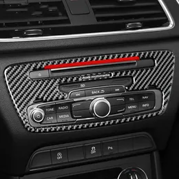 Car Interior Moulding Carbon Fiber Auto Sticker CD Central Control Panel Cover Trim Strips for Audi Q3 2013-2018 Accessories197g