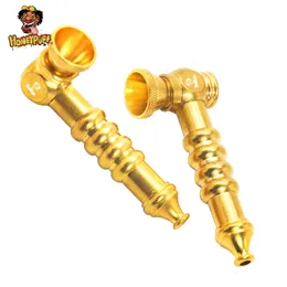 HONEYPUFF Pipe en métal de couleur or 69 MM Pipe à tabac en métal détachable Couper la pipe à tabac aux herbes sèches Plateau à rouler Gadgets Accessoires pour fumer