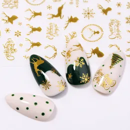 Christmas Series 3D Nail Sticker Colorful Gold Snow Deer Design Transfer Stickers Slider Decal DIY Nail Art Decoration