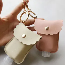 Sanitizer Bottle Holder PU Leather Hand Sanitizer Holder 60ML Perfume Hand Soap Case Bags Sanitizer Keychains Christmas Gift 20pcs D5938