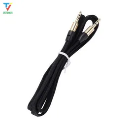 300pcs/lot 3FT 3.5mm Woven Fabric Braided flat noodle Auxiliary Aux Audio Cable Colorful Male to Male Cord for Mobile Phone Speaker