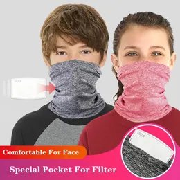 Дети Платки Велоспорт маска для лица Защитные маски с фильтром Winter Wrap Теплое горлового кольца для детей на открытом воздухе Спорт шарфов