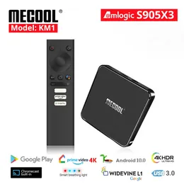 KM1 TV-låda AndroidTV 4GB 32GB AMLOGIC S905X3 Android 10 2.4G/5G WiFi Widevine L1 Google Spela Prime Video 4K Voice Set Top-Box