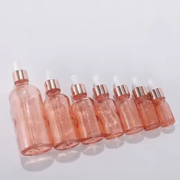 Custom Empty Essential oil Bottle 5ml 10ml 15ml 20ml 30ml 50ml 100ml rose gold glass dropper bottles Wholesale from factory