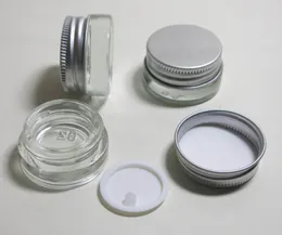 300 x bottiglia di profumo 5g 5ml mini barattolo per crema in vetro trasparente spesso con coperchio interno in alluminio