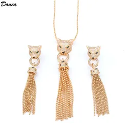 Donia jewelry luxury necklace European and American fashion leopard tassel copper micro-inlaid zircon earrings set designer gift accessories