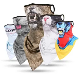 3D Animal Printed Multi Use Neck Tube Scarf with Ear Loops Cycling Hiking Windproof Face Mask Ski Halloween Costume Bandana