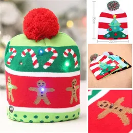 LED Boże Narodzenie Beanie mody Xmas sweter kapelusz beanie światło w górę dzianiny kapelusz dla dzieci dorosłych świątecznych dekoracji
