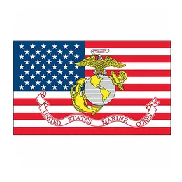 Соединенные Штаты Marine Corps Flag Banner 3x5 FT 90x150 см Двухместный шить 100D Полиэстер Фестиваль Подарок Внутренний Открытый Напечатанный Горячий Продам