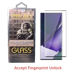 Przyjazny przypadek Szkło hartowane dla S10 Uwaga 10 20 Ultra Samsung Galaxy S10E S20 Screen Protector 5D Full Coverage Dotknięcie Odblokuj Brak otworu