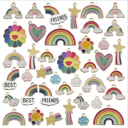40st Handgjorda DIY Smycken Charms Pendants För Armband Halsband Örhängen Tillbehör Legering Olja Dropp Rainbow Cloud Smycken Montering