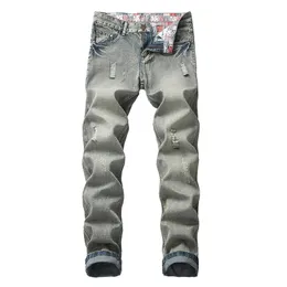 Męskie dżinsowe spodnie do joggingu mężczyźni w trudnej sytuacji dżinsy o dużej wielkości Cool Boys Designer Raped Fashion