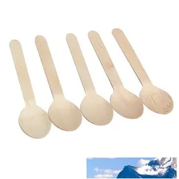 New Design Eco -Friendly Disposable Wooden Spoon Tableware Bamboo Scoop Coffee Honey Tea Spoon Bbq Tableware Tools