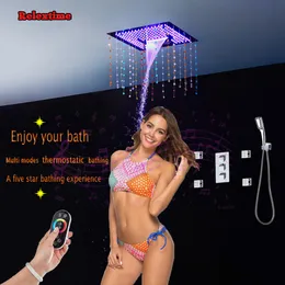 Crystal Quartz SPA Bluetooth LED Ceiling Shower head Bathroom Shower Set Concealed Thermostatic Shower Faucet Mixer Massage Jets NJ4201