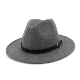 Moda zwykły pasek Klamra Decor Wełny Felk Jazz Fedora Kapelusze Szerokie Brim Mężczyźni Kobiety Panama Trilby Cap Miłośników Dżentelmen Kapelusz