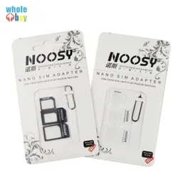 Adattatore per scheda Nano Sim Noosy 4in1 + adattatore per scheda Micro SIM + adattatore per scheda SIM standard con pin di espulsione per Huawei samsung 500 pz/lotto