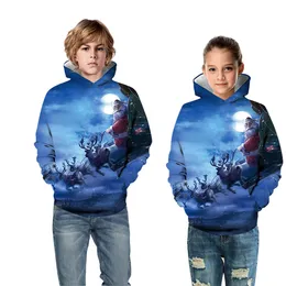 New Kids Christmas Clothes Digital Printing Sweaters Children's Hooded Casual Sweater Autumn Winter Sports Children's Baseball Uniform