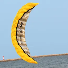 Yüksek Kalite 2.5 M Sarı Çift Çizgi Parafoil Uçan Uçan Araçlar Güç Örgü Yelkenli Kitesurf Gökkuşağı Spor Plajı