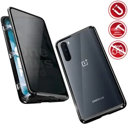 Magnetic Adsorption Metal bumper case Anti Spy Privacy Tempered Glass Screen Protector For oneplus Nord(1+nord) oneplus 8 1+8 1+8 Pro