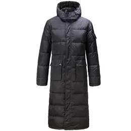 Kapturem Długie 90% Duck Down Płaszcz Mężczyźni Dorywczo Czarne Znosić Kurtki Dół Męskie Grube Płaszcz Down Fashion Puffer Jacket JK-784 T200907