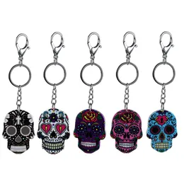 European and American jewelry acrylic skull keychain creative metal key pendant wholesale