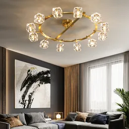 구리 포스트 모던 거실 램프 북유럽 창조적 인 성격 식당 램프 마스터 침실 천장 램프 LED 홈 조명