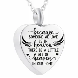 Angel Wings Cremation Pendant Heart Stainless Steel Jewelry For Ashes Pet/Human Keepsake Memorial Necklace With Pretty Packlace Bag